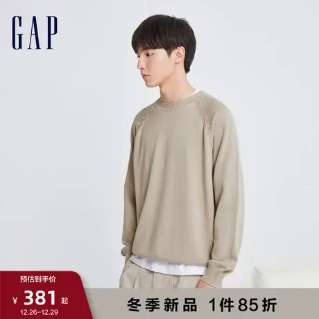 Gap男装春秋LOGO宽松混纺圆领针织衫高级时尚舒适休闲毛衣869031图片