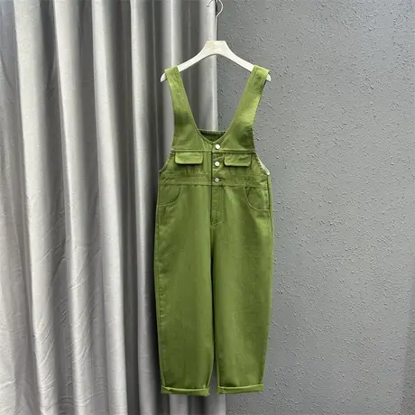 时髦减龄三粒扣设计感牛仔背带裤女2024春季新款高腰宽松显瘦长裤商品大图