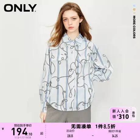 ONLY奥莱夏季新款时尚百搭印花宽松翻领长袖衬衫女商品大图