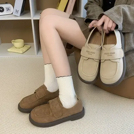 魔术贴勃肯鞋女平底单鞋2024春季新款博肯鞋软底一脚蹬女鞋休闲鞋商品大图