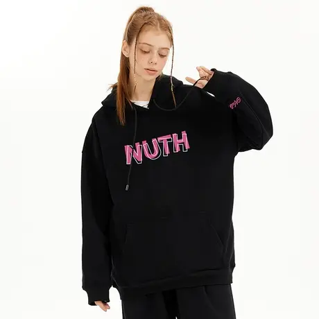Nuthink美式高街字母连帽卫衣男潮潮牌ins大码宽松冬季外套男款商品大图