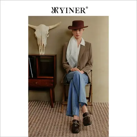 YINER音儿女装春季法式优雅通勤两粒扣平驳领西装短外套图片