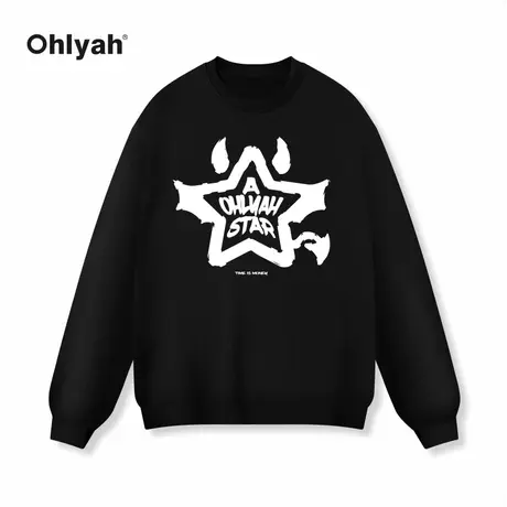 Ohlyah小恶魔星星字母青少年圆领套头纯棉卫衣男女款班服团队定制商品大图