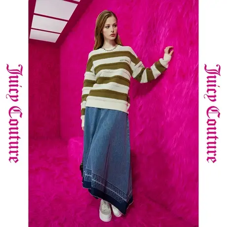 Juicy Couture橘滋初秋冬新款森林漫步刺绣立体条纹女毛衣商品大图