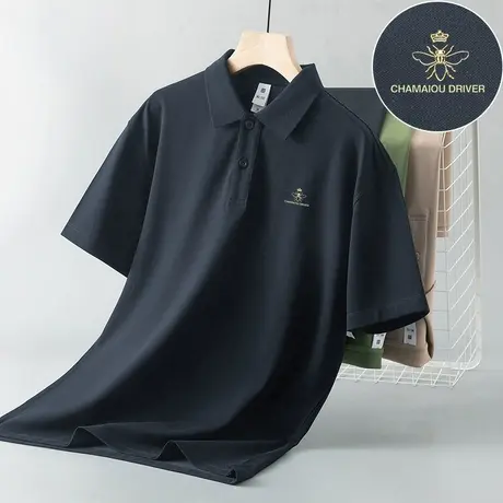 短袖t恤男翻领polo衫潮牌夏季新款珠地冰丝凉感保罗有领半袖体恤商品大图