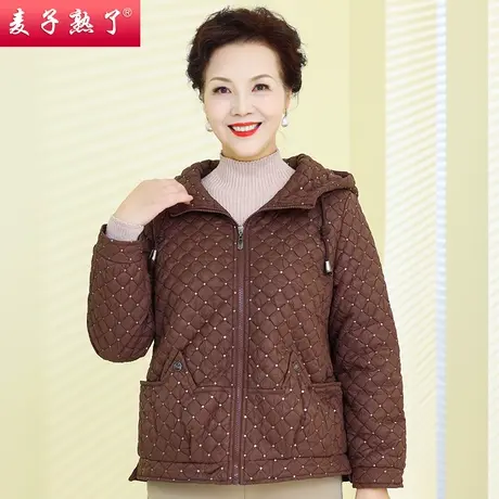 妈妈冬装休闲棉袄秋冬新款保暖洋气羽绒棉服棉衣外套中老年人女装图片