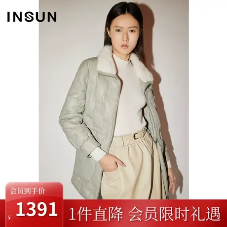 恩裳COVER冬2022轻奢水貂毛领保暖白鸭绒舒适休闲百搭皮羽绒商品大图