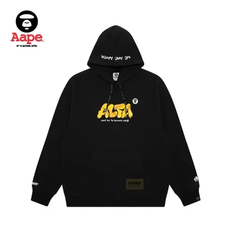 AAPER男装秋冬迷彩字母趣味图案印花宽松薄绒连帽卫衣3907XXJ商品大图