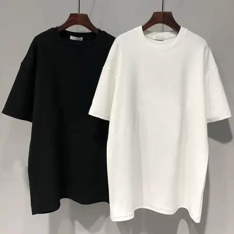 纯色磨毛短袖t恤女中长款宽松纯棉打底衫2022年夏季新款大码上衣图片