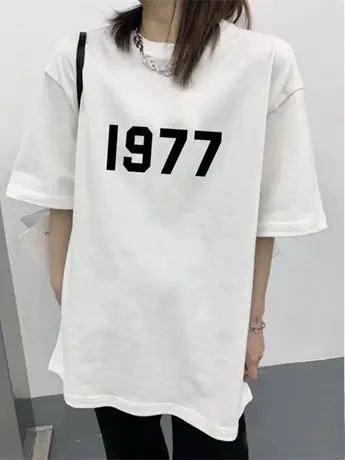 短袖t恤女2023年新款兔年宽松百搭上衣服白色正肩设计感韩版ins潮商品大图