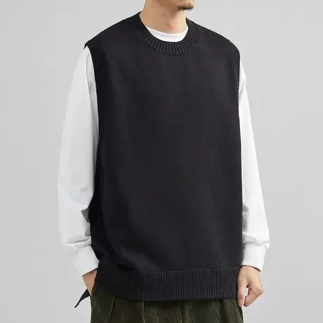 马甲背心秋冬外套坎肩新款针织衫男士黑色毛衣外搭韩版潮宽松外穿图片