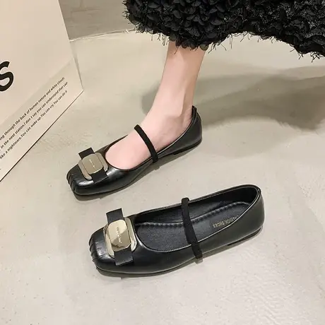 玛丽珍女鞋平底轻便晚晚鞋2024新款春秋小众设计感方头复古小皮鞋图片