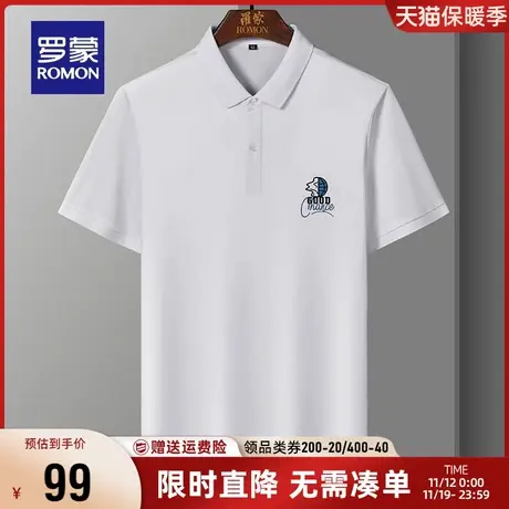 【直降】罗蒙男士短袖T恤2023夏季薄款凉感透气翻领短袖POLO衫男商品大图