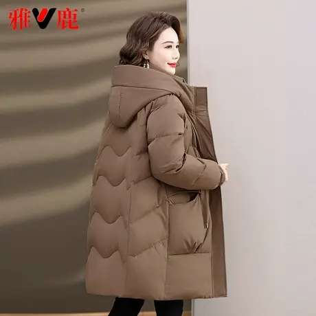 雅鹿中老年羽绒服女中长款2023年新款加厚鸭绒妈妈装品牌外套冬季图片