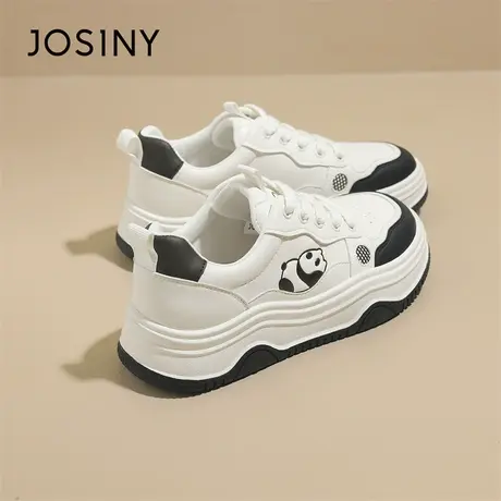 Josiny/卓诗尼百搭小白鞋黑白熊猫鞋女2024春季新款厚底休闲板鞋商品大图