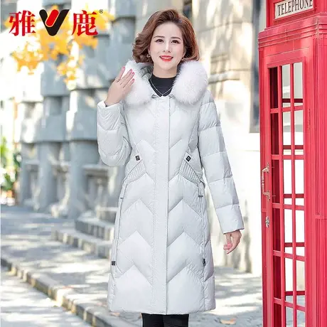 yaloo/雅鹿秋冬新品中老年温暖连帽保暖狐狸毛休闲女士长款羽绒服图片