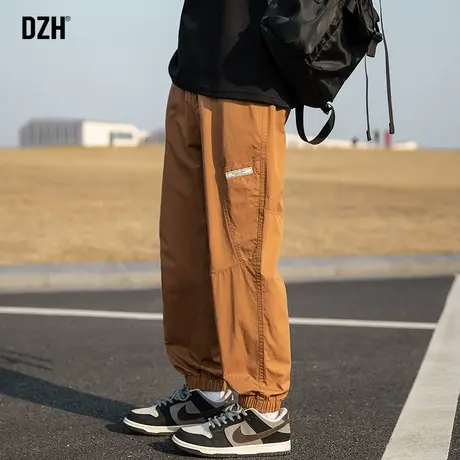 男士九分裤子男美式高街束脚运动裤男裤2023年新款宽松休闲工装裤商品大图