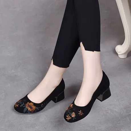 2023新款平底妈妈皮鞋春秋圆头磨砂皮单鞋女夏款软皮真皮低跟女鞋图片