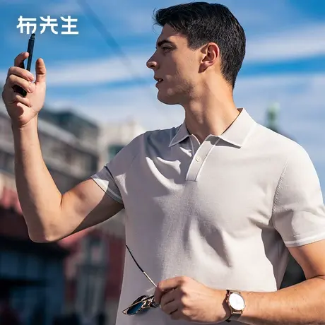 MrBu布先生Y型一粒扣翻领针织t恤2025春夏凉感透气男短袖AT15087商品大图