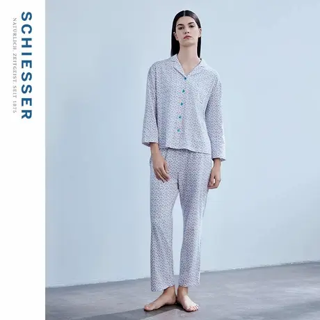 SCHIESSER舒雅女士纯棉印花亲肤小翻领睡衣家居服套装21929H商品大图