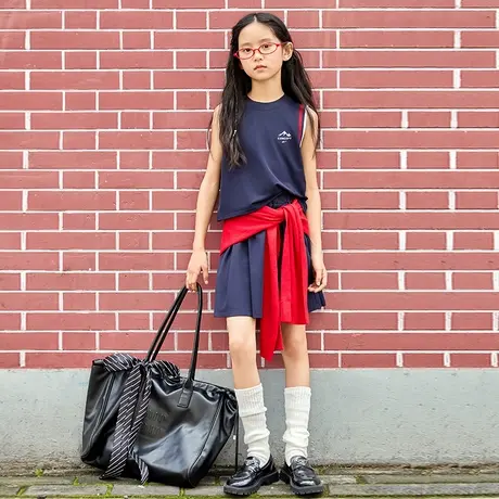 回力童装儿童套装夏季无袖2025新款女童透气时尚背心短裙二件套PL图片