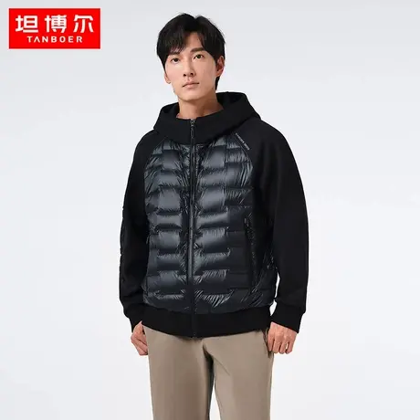 坦博尔羽绒服男款2025新款鹅绒卫衣连帽短款运动潮流保暖外套图片