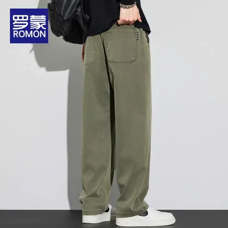罗蒙休闲裤男士春秋季新款2025美式潮牌直筒长裤子男款运动阔腿裤图片