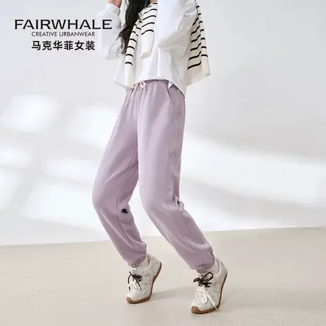 马克华菲春秋新款休闲卫裤女小个子运动直筒束脚裤宽松显瘦哈伦裤商品大图