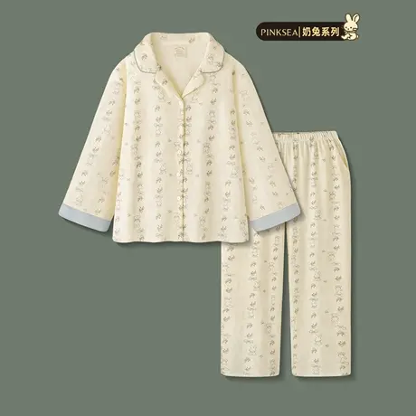 Pinksea睡衣女款法式绝美碎花纯棉长袖长裤家居服新款可爱女士套商品大图