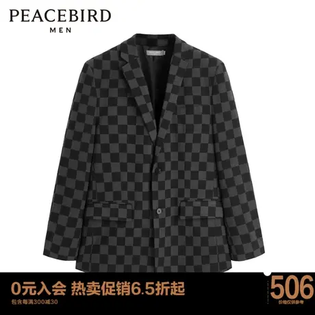 太平鸟男装 秋新款棋盘格宽松西服时尚便服B1BBC3142图片