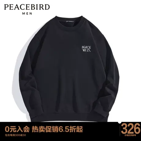 【商场同款】太平鸟男装 春季新款字母刺绣圆领卫衣B1BFD1417图片