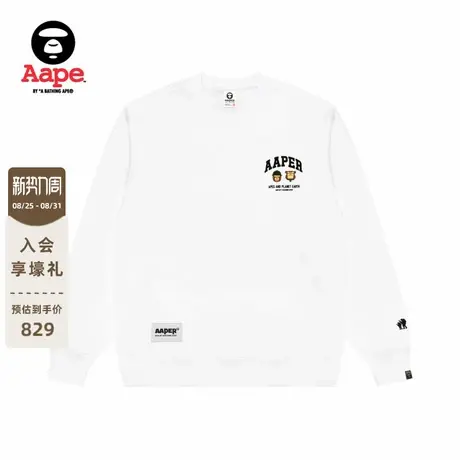 Aape旗舰店男装秋冬猿人军团徽章休闲潮流薄绒圆领卫衣C366XXP图片