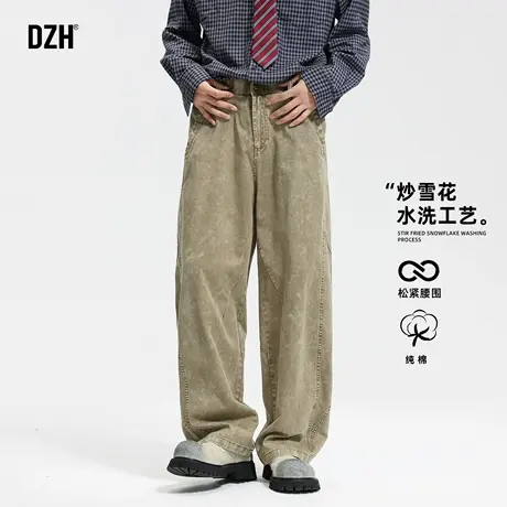 青少年美式复古水洗裤子男款直筒宽松2025新款纯棉长裤阔腿休闲裤商品大图