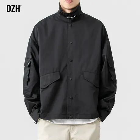 男士高街黑色外套男潮高级感男装2023新款衣服秋装男款飞行员夹克商品大图