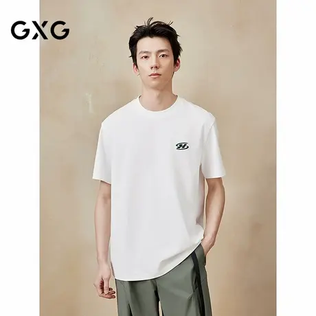 GXG男装 圆领T恤背后大图案短袖针织 2025年夏季新品G25X442053商品大图