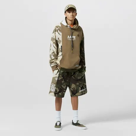 Aape男装春夏字母印花猿颜徽章迷彩拼接休闲短裤6739XAG图片