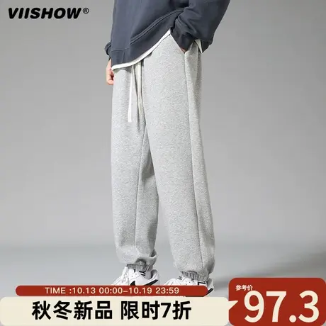 VIISHOW束脚卫裤春秋季潮牌宽松休闲裤子男美式百搭重磅运动长裤商品大图