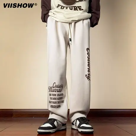 VIISHOW休闲裤男2023新款春秋潮牌宽松直筒拖地卫裤百搭直筒长裤商品大图