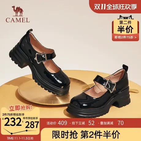 骆驼女鞋2023年秋季新款厚底乐福鞋英伦风小皮鞋日常休闲单鞋商品大图