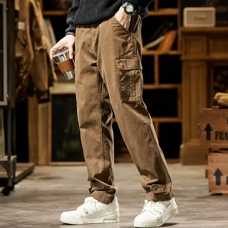 裤子男款潮流宽松直筒休闲裤子男款百搭裤子多口袋大码潮流裤子商品大图