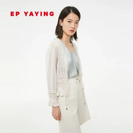 EP YAYING雅莹女装 零感镂空系带针织开衫 商场同款新款9113A图片