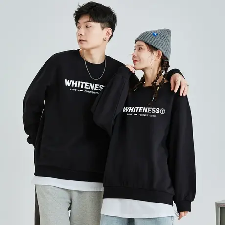 唐狮潮酷ins卫衣男女黑色春秋新款外套情侣装圆领宽松上衣商品大图