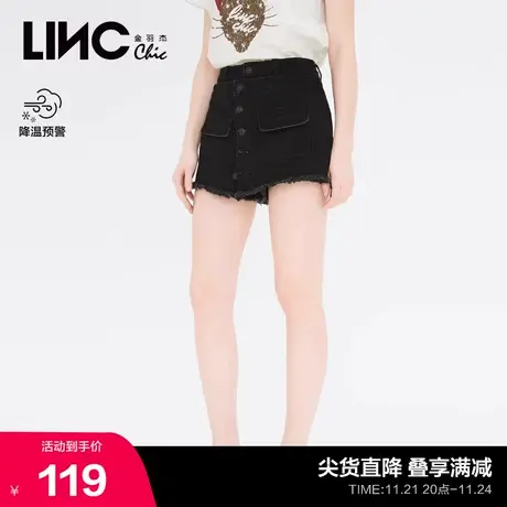 LINC金羽杰夏装假两件裙裤女士棉质牛仔短裤女922123商品大图