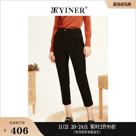 YINER音儿专选女装冬季高腰显瘦西装休闲裤保暖铅笔长裤图片