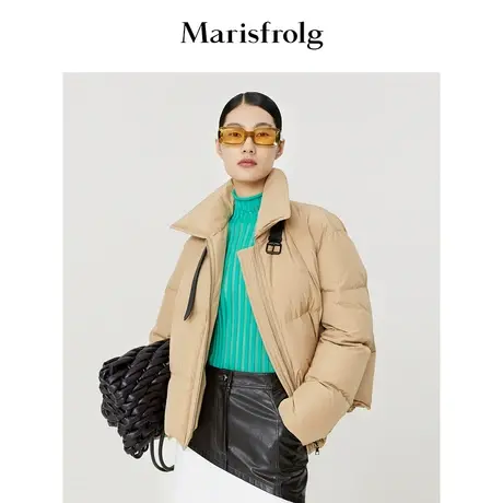 【截短羽绒服】玛丝菲尔冬季新款珊瑚橘轻薄宽松白鹅绒羽绒服商品大图