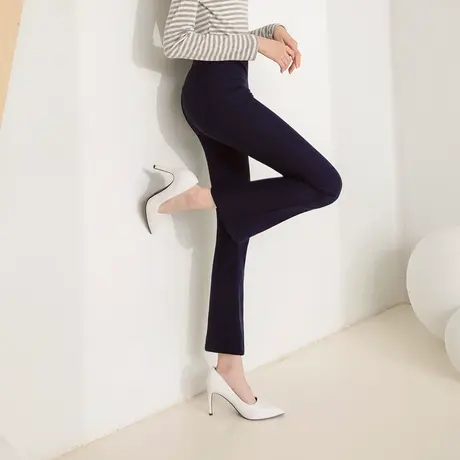 桔熊春秋季通勤修身裤子女弹力高腰收腹微喇叭裤胖妹妹大码BA6896图片
