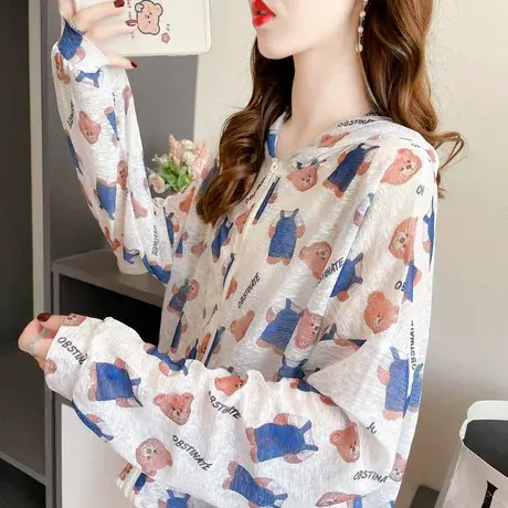 户外骑车防晒衣女夏季韩版宽松大码女装薄款透气冰丝外套空调衫潮商品大图