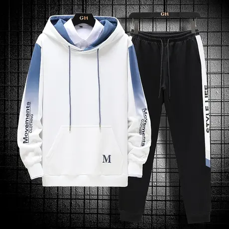 青少年长袖T恤男士秋装上衣韩版潮流高中初中学生卫衣男潮牌套装商品大图