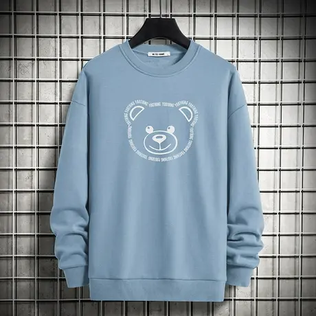 2023新款小熊卫衣男春秋款加绒宽松套头无帽圆领长袖t恤潮流百搭商品大图