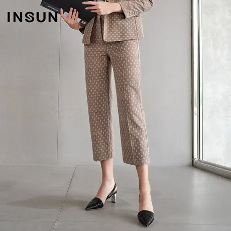 INSUN恩裳夏季波点直筒九分西裤商品大图
